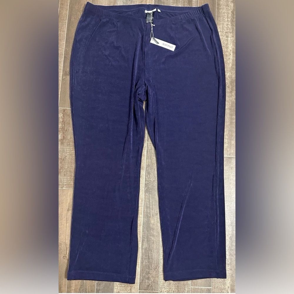 Chico’s Travelers Classic No Tummy Pant SZ 4R US XXL Straight Leg Color Violet